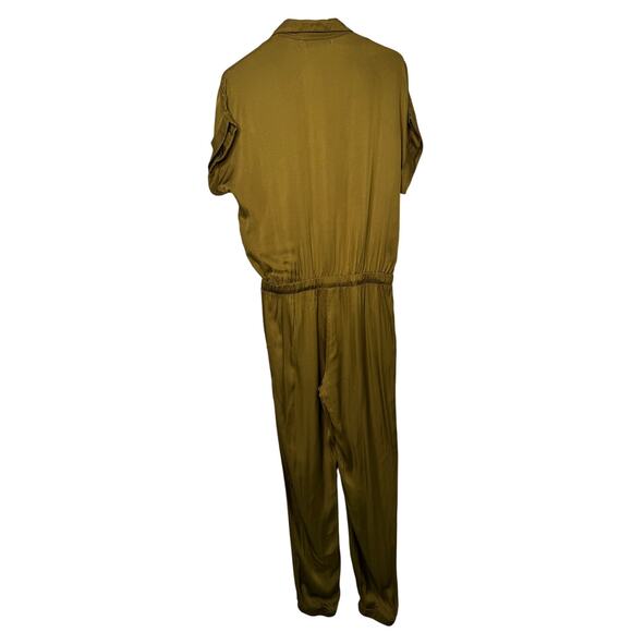 Young Fabulous & Broke Truman Jumpsuit satin safari fern olive green size small - Picture 4 of 6